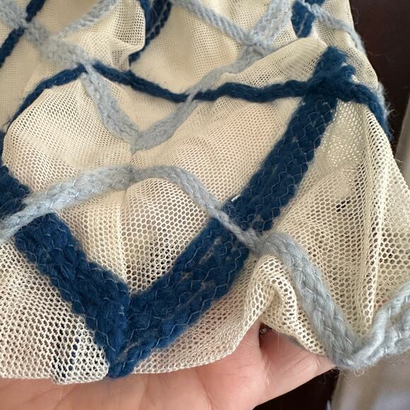 MI MI SOL | Cream Dress with Grosgrain Collar and Hand braided Lattice | Size 6 - Picture 7 of 12